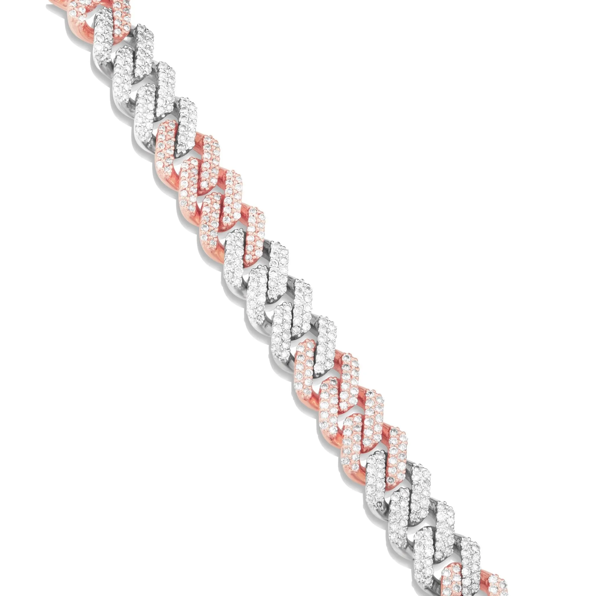 10K Gold Two Tone 5.03ct Diamond 8mm Mini Cuban Bracelet
