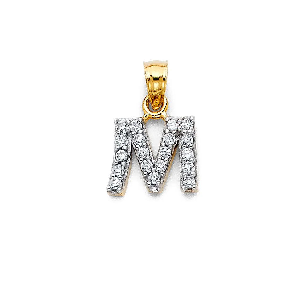 14K CZ INITIAL PENDANT