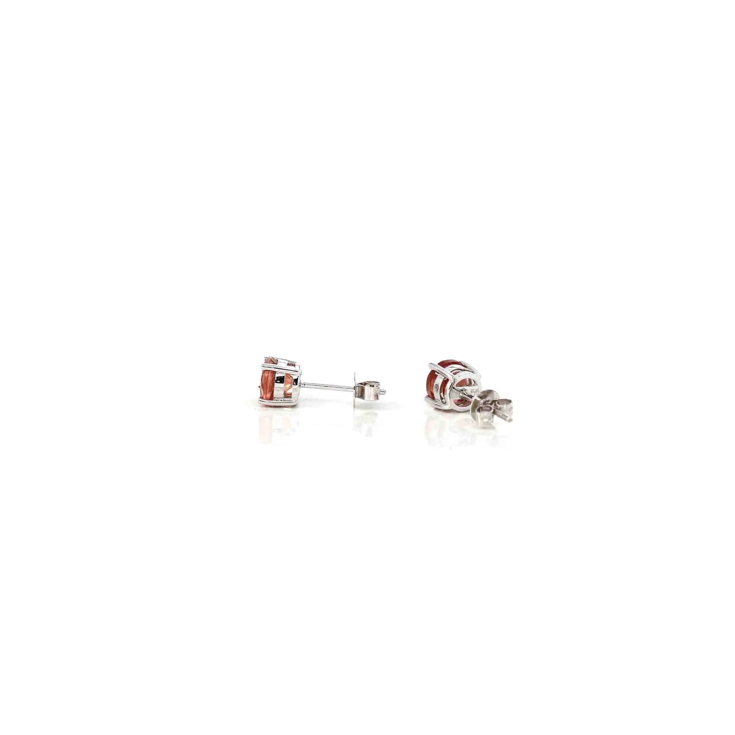 14k White Gold Natural Red Sunstone Earrings