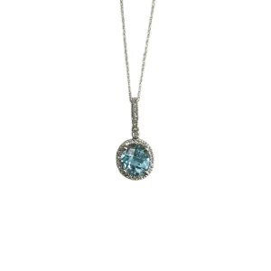 14KT Blue Topaz & Diamond Necklace