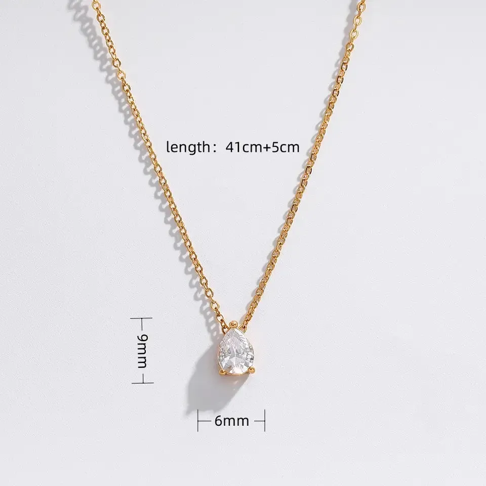 18K Gold-Filled Zircon Teardrop Necklace