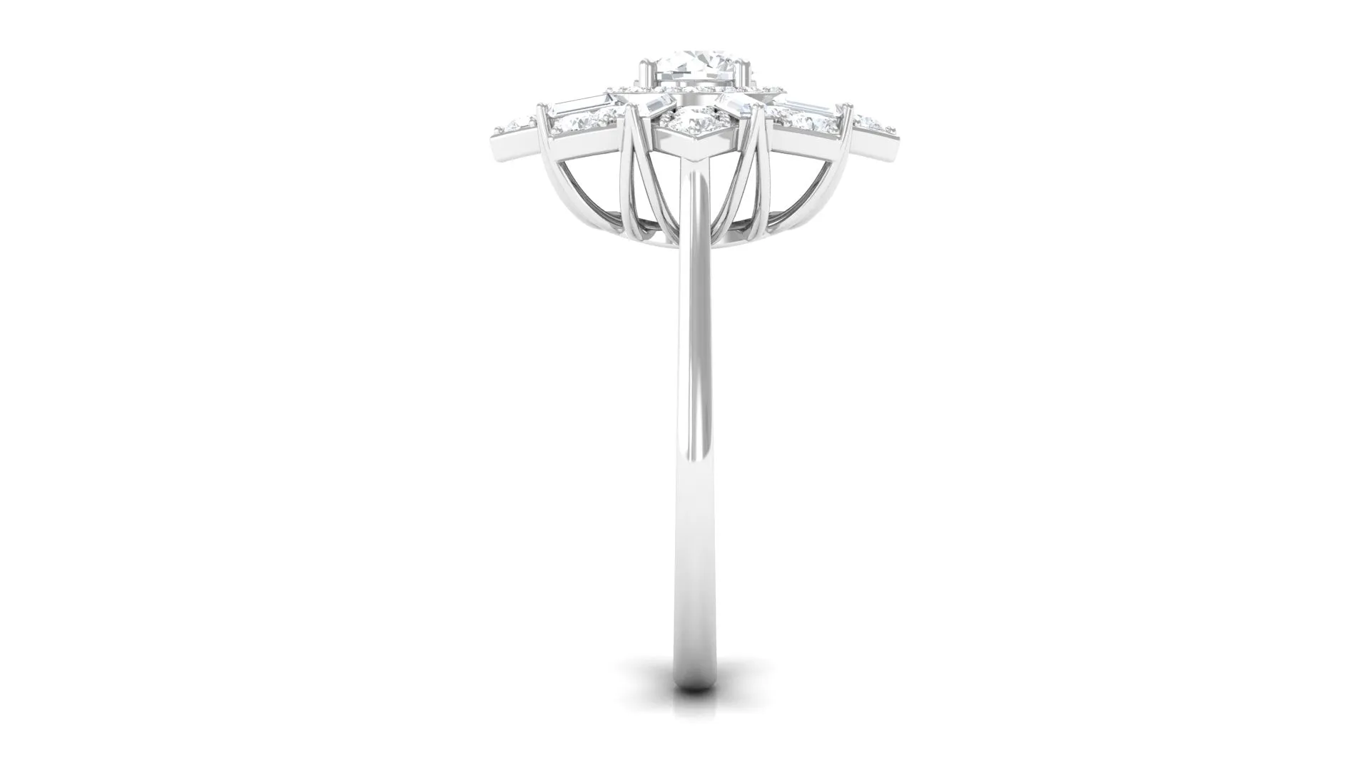 2.25 CT Baguette and Round Moissanite Statement Ring
