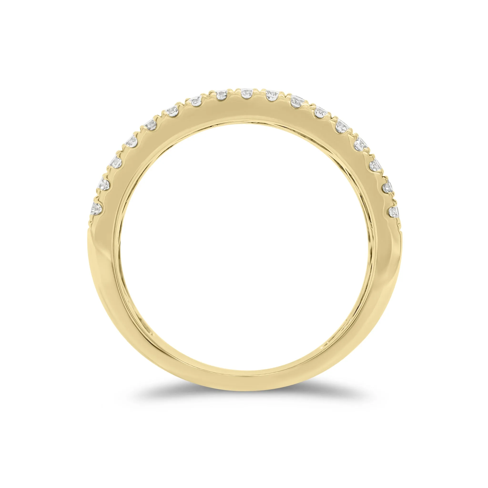 Baguette & Round Diamond Thick Wedding Band