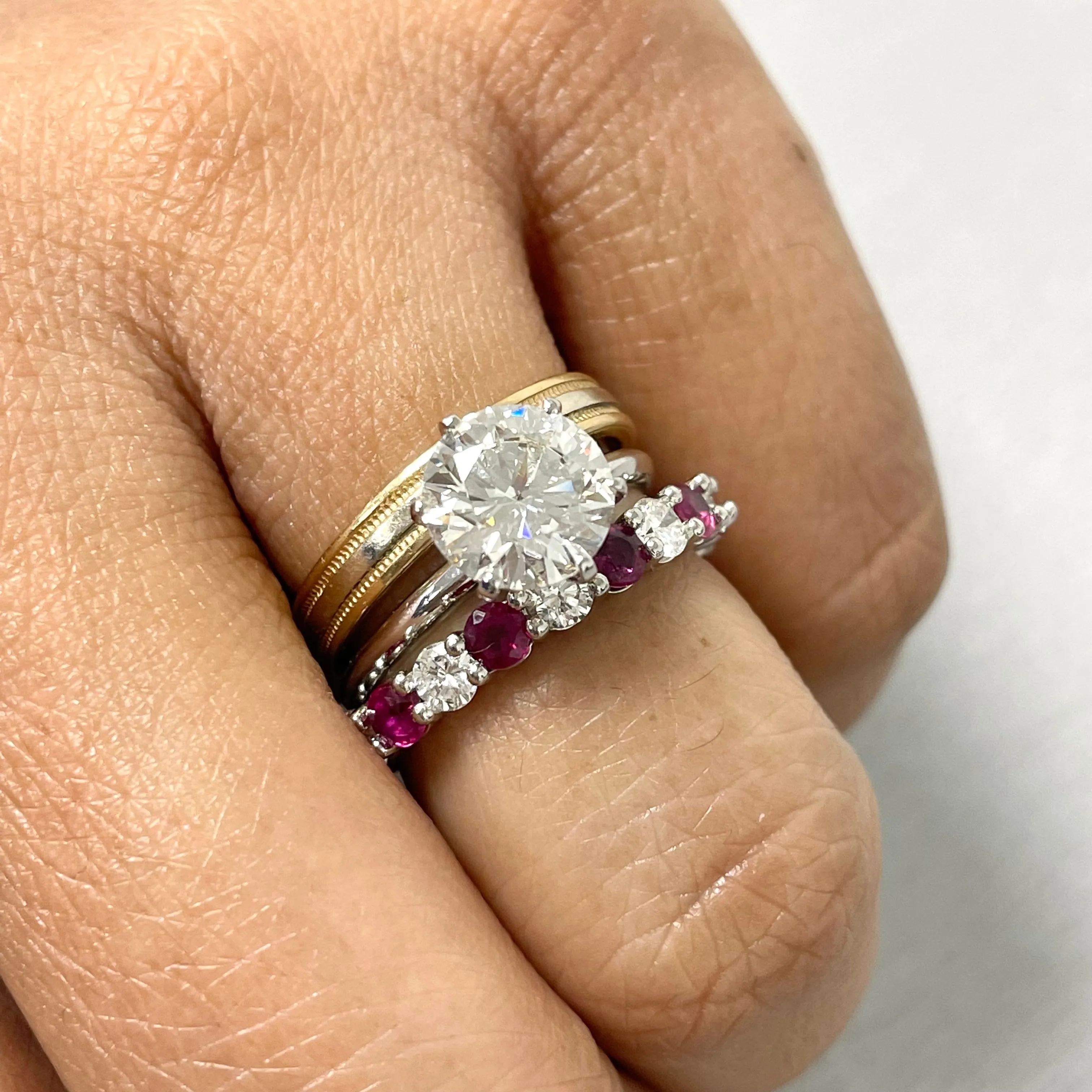 Beauvince Ruby & Diamond Almost Eternity Band (2.34 ct Gemstones)