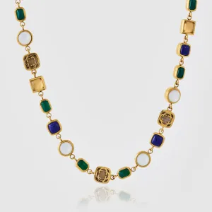 Blue Crystal Gemstone Necklace (Gold)