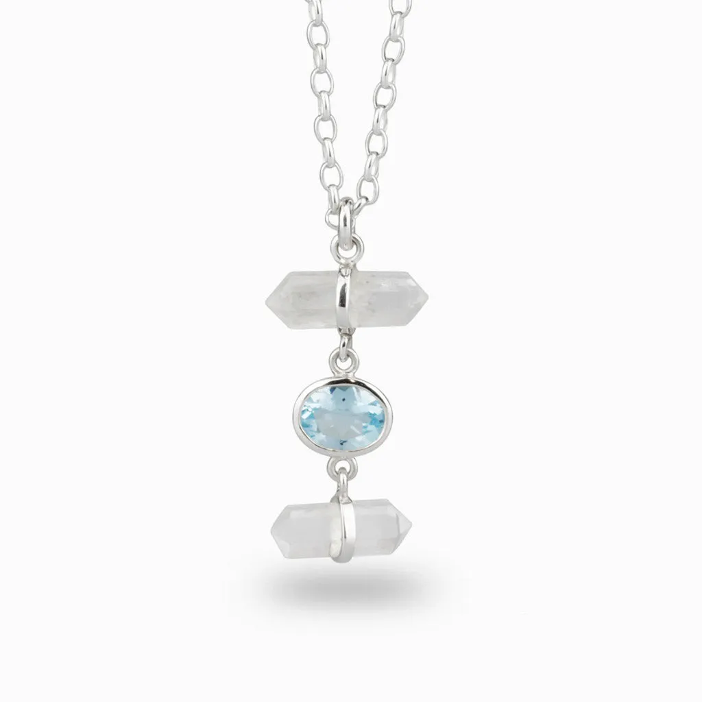 Blue Topaz & Clear Quartz Necklace