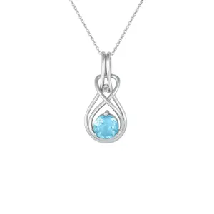 Blue Topaz Necklace - Blue Topaz & Diamond Twist Pendant in Silver