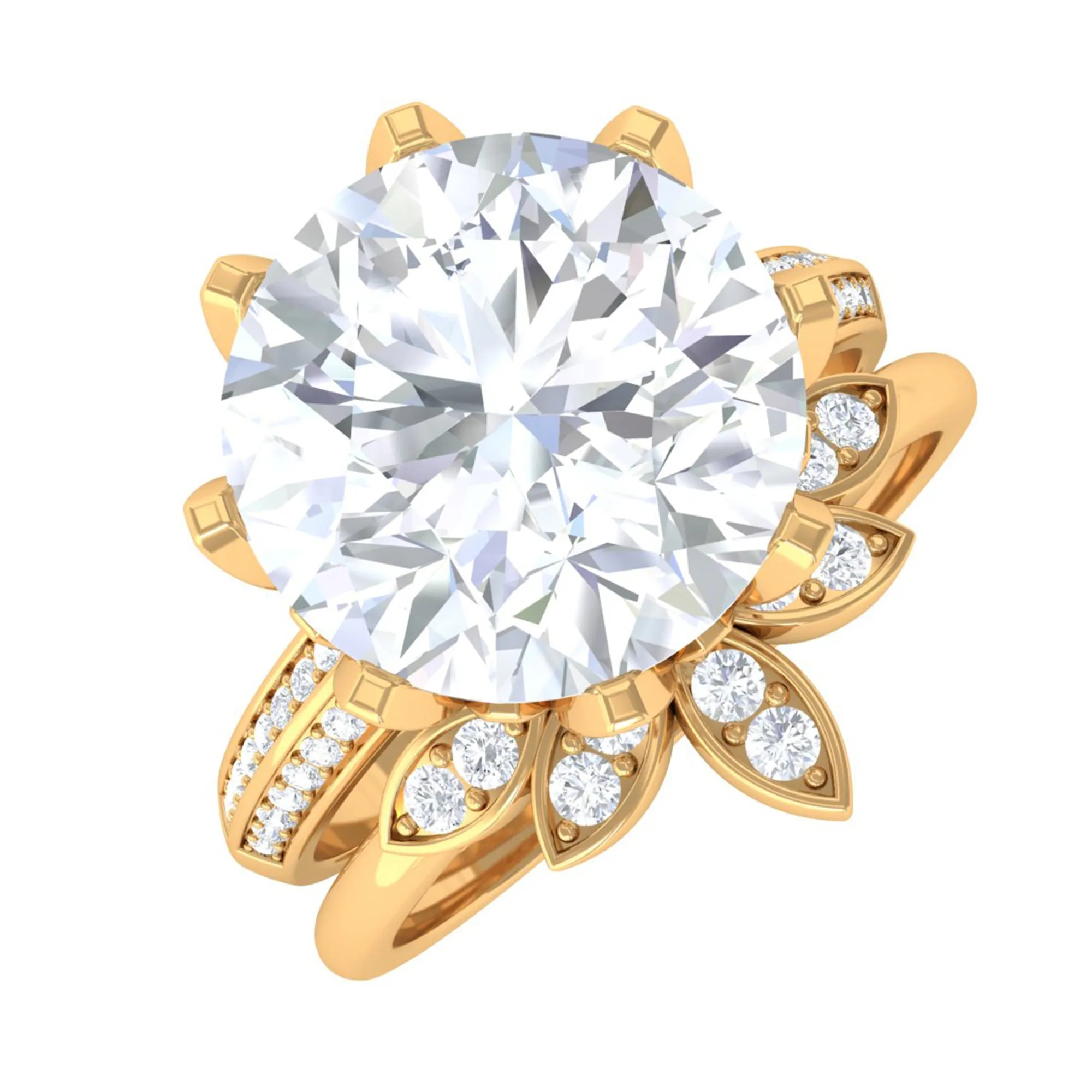 Cubic Zirconia Floral Inspired Wedding Ring Set For Women