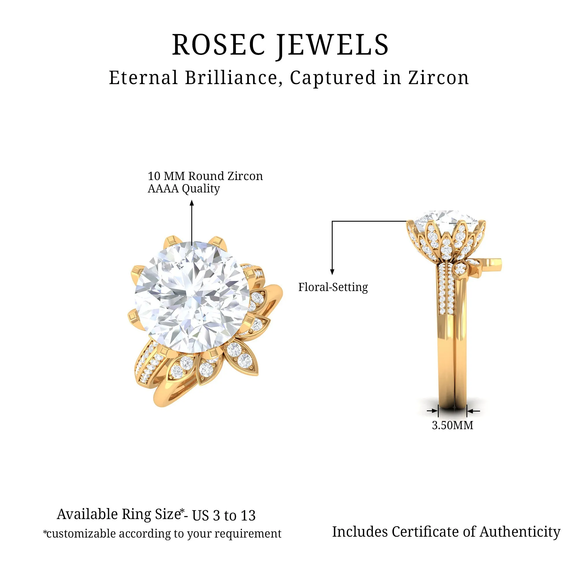 Cubic Zirconia Floral Inspired Wedding Ring Set For Women