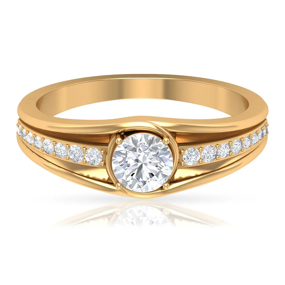 Cubic Zirconia Solitaire Band Ring