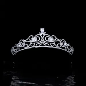 Cubic Zirconia Tiara for Wedding,Crystals Silver Diadem for Bridal S16226