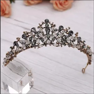 Dark Crown gray purple Vintage Baroque Tiara Dark Goth Queen diadem prom gift