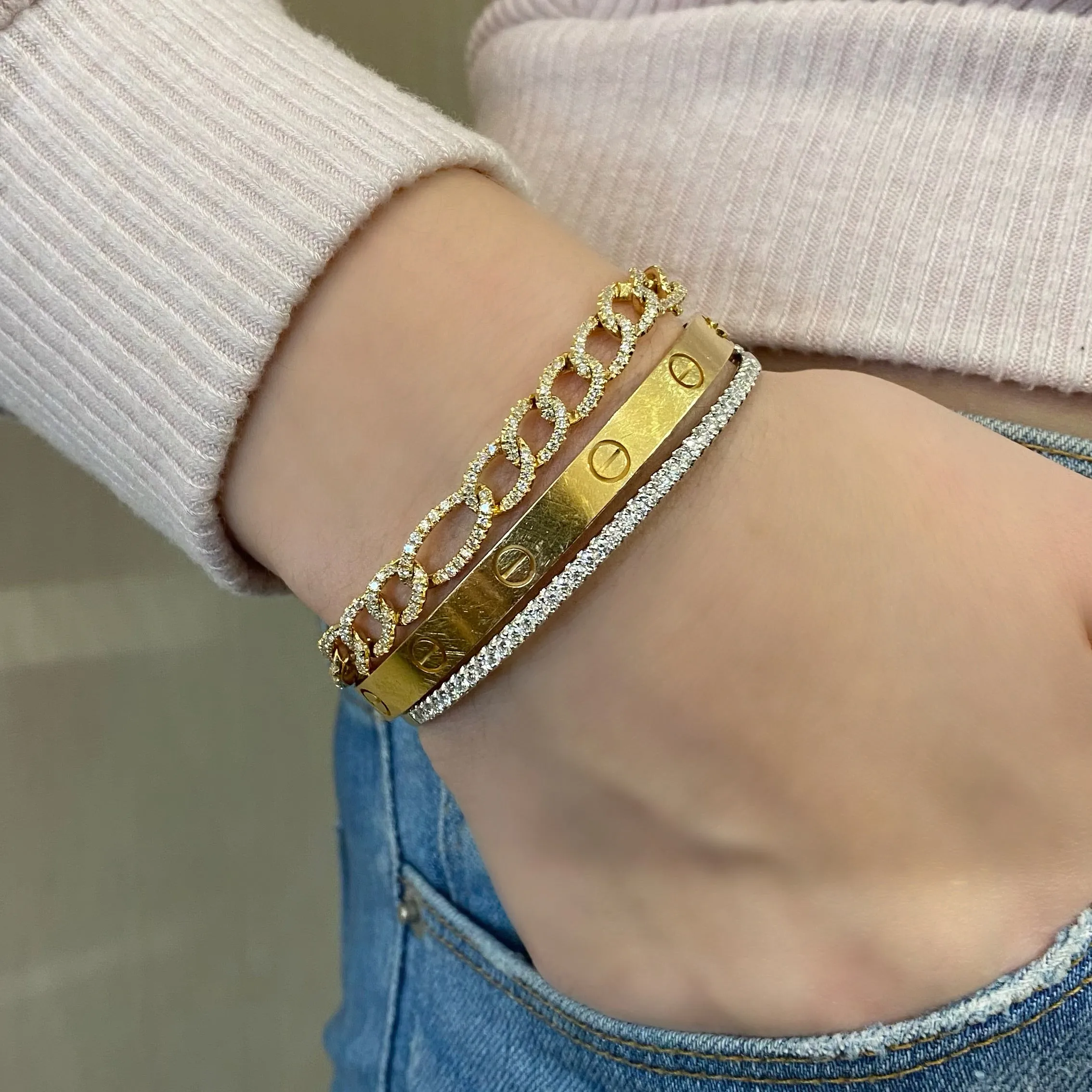 Diamond Figaro Chain Bracelet