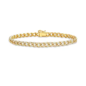 Diamond Mini Cuban Link Bracelet (1.00 ct.) 5 mm Pave' Setting in 14K Gold