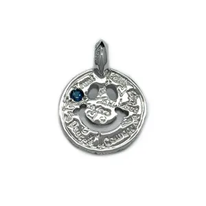 Graffiti Happy Face Charm Custom Rhodium Plated with Blue Zircon