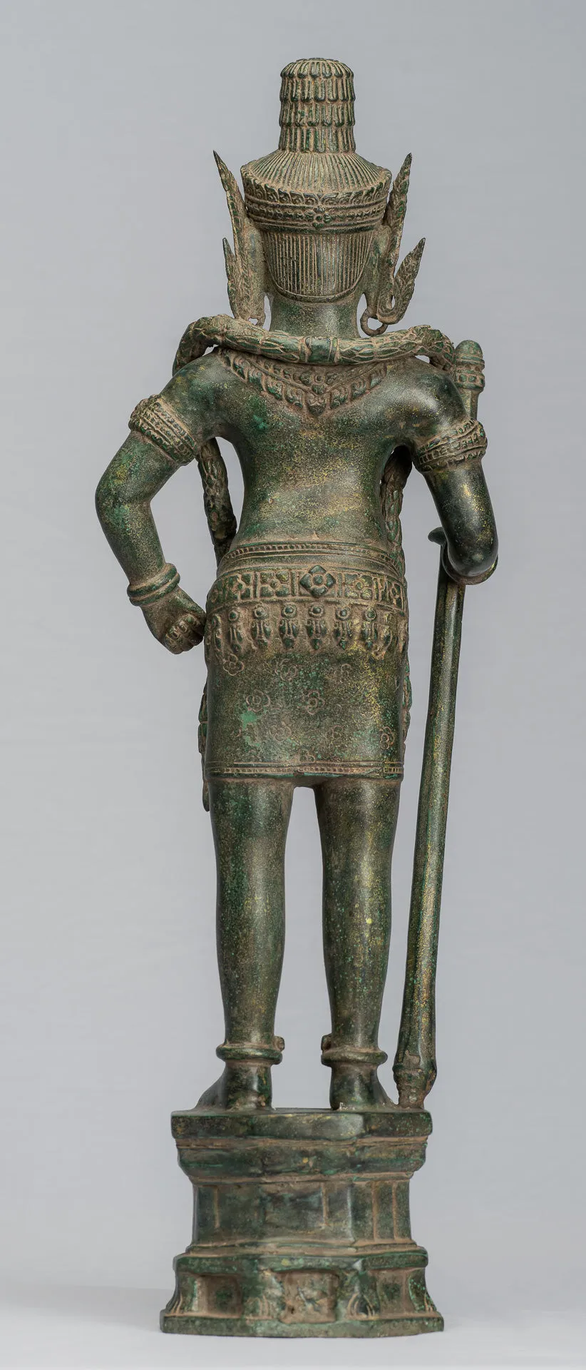 Guardian Statue - Antique Khmer Bronze Koh Ker Style Yaksha Temple Guardian - 56cm / 22"