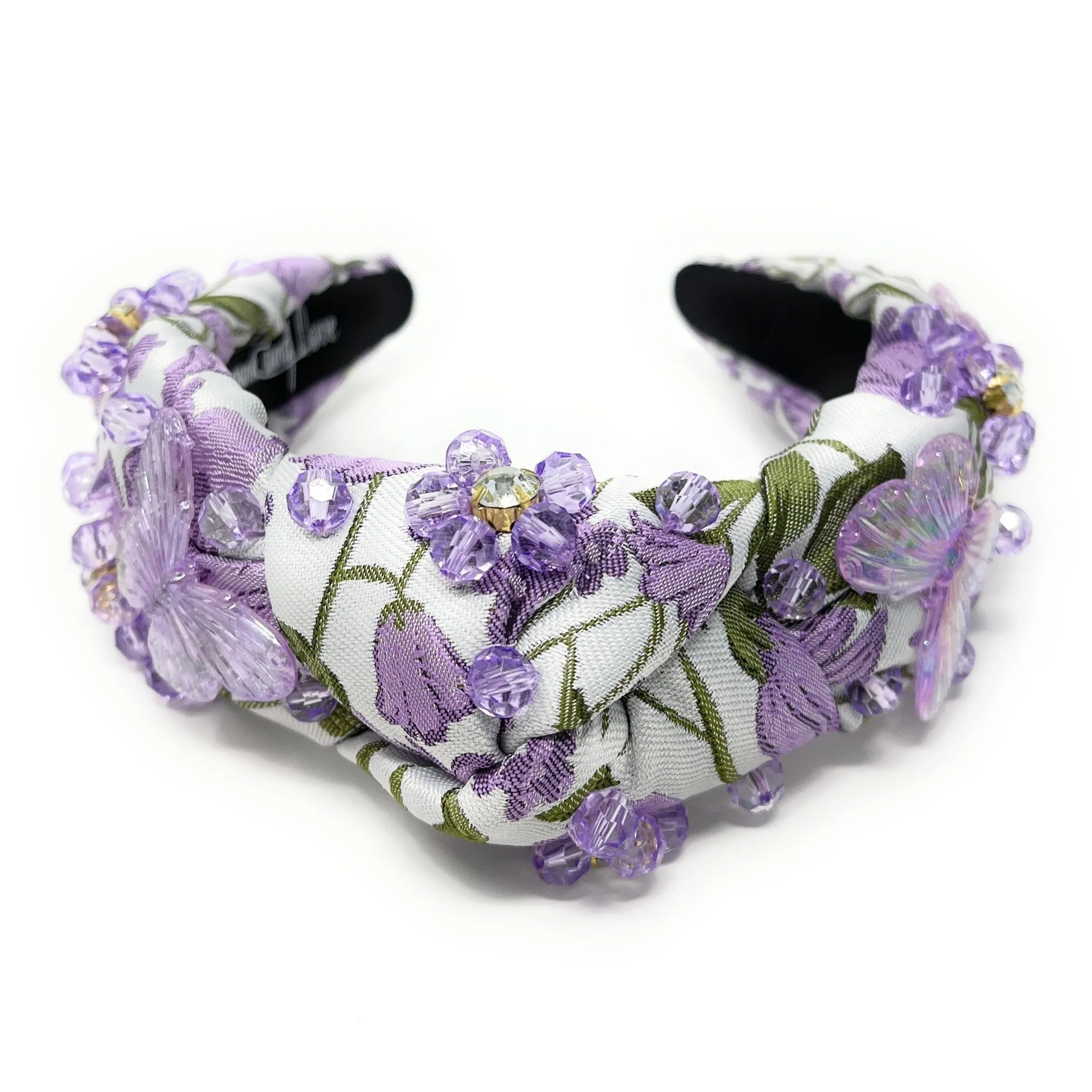Hand Sewn Butterfly Jeweled Knot Headband