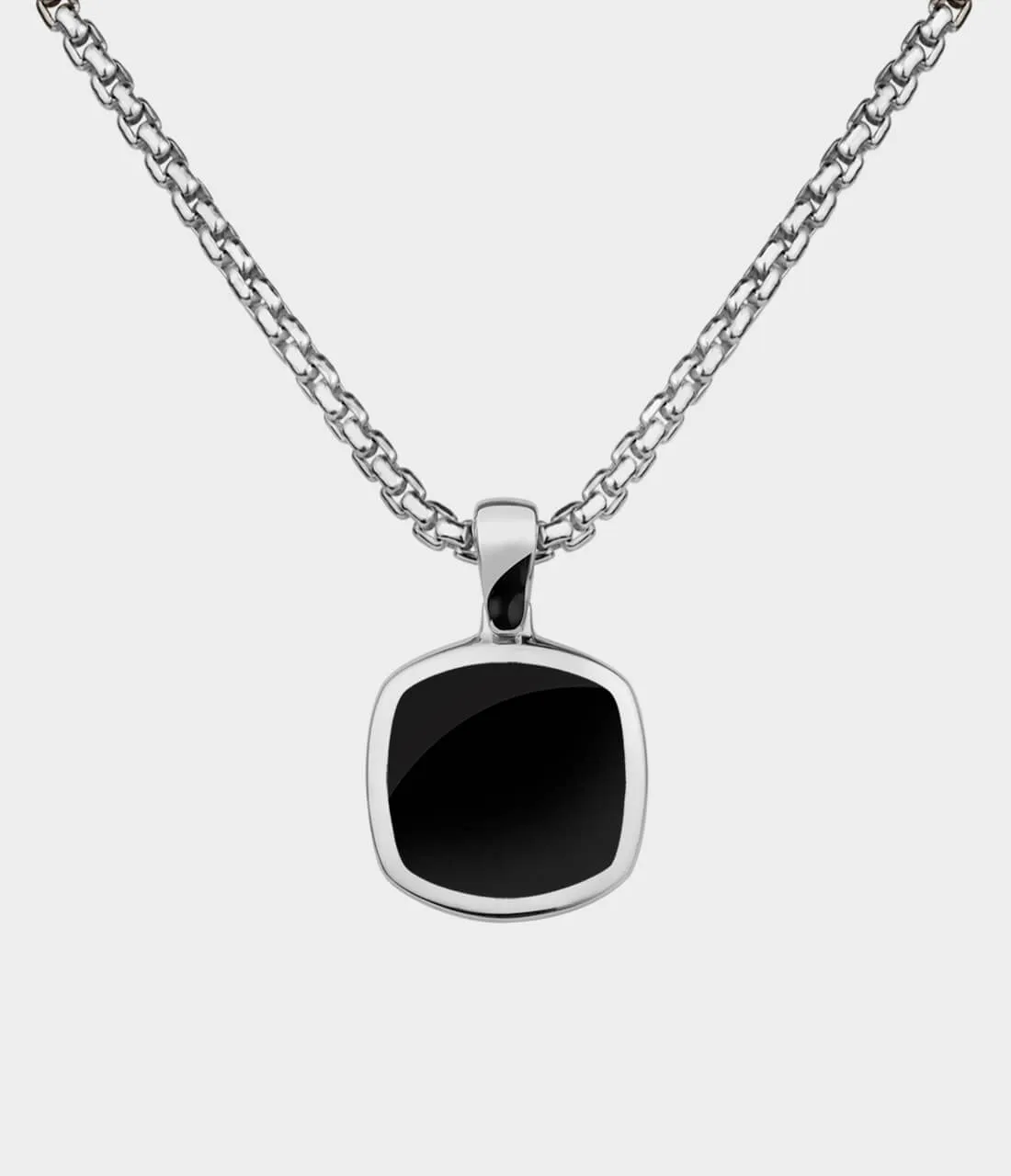 Inlaid Signet Necklace / Sterling Silver / Hand Cut Onyx