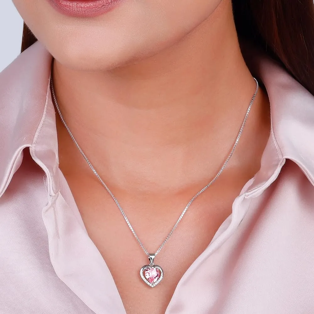 Love Heart Pendant Necklaces Link Chain for Women  Sterling Silver