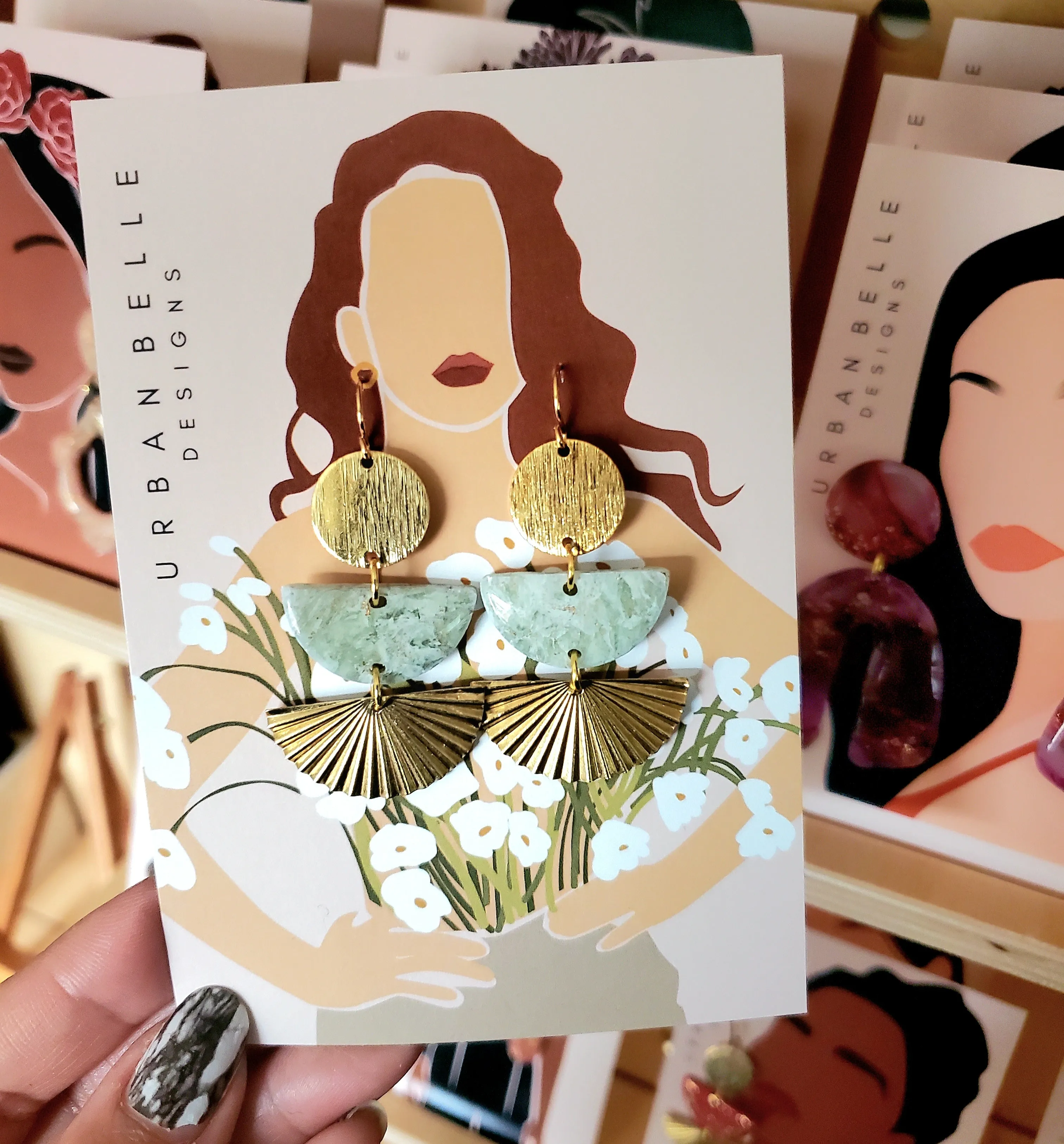 MIA Gemstone Inspired Fan Statement Earrings