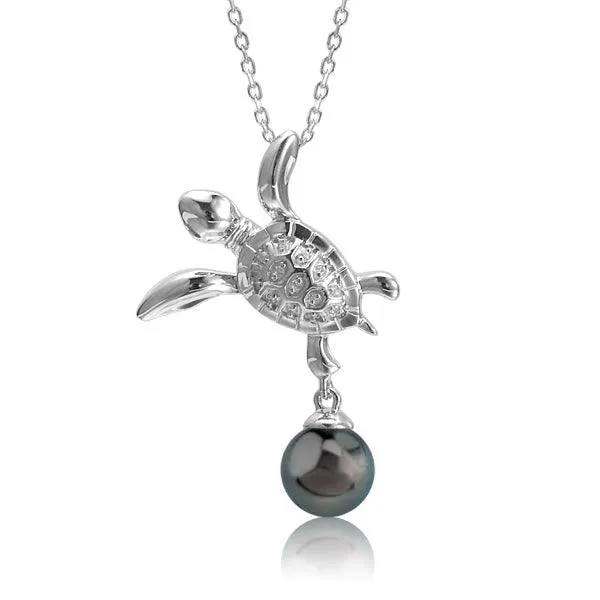 Pearl Keiki Honu Turtle Pendant by Alamea