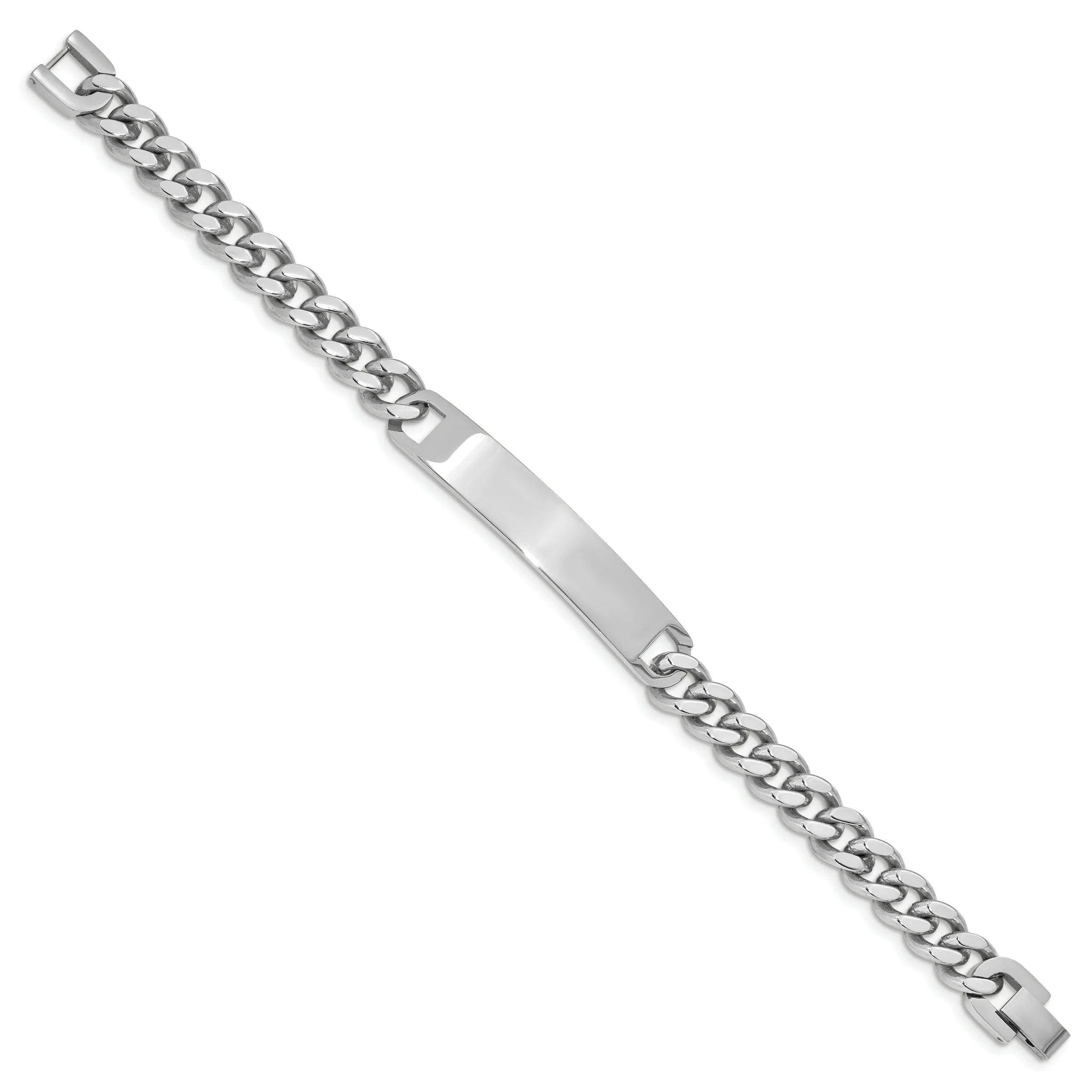 Rhodium Plated Large Polished ID Bracelet 8.25-inch