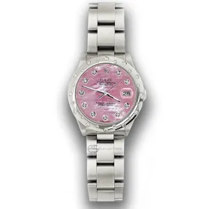Rolex Datejust Midsize 31mm Domed 24 Diamonds Bezel/Pink MOP Dial Watch 78240 TFJ-142508736