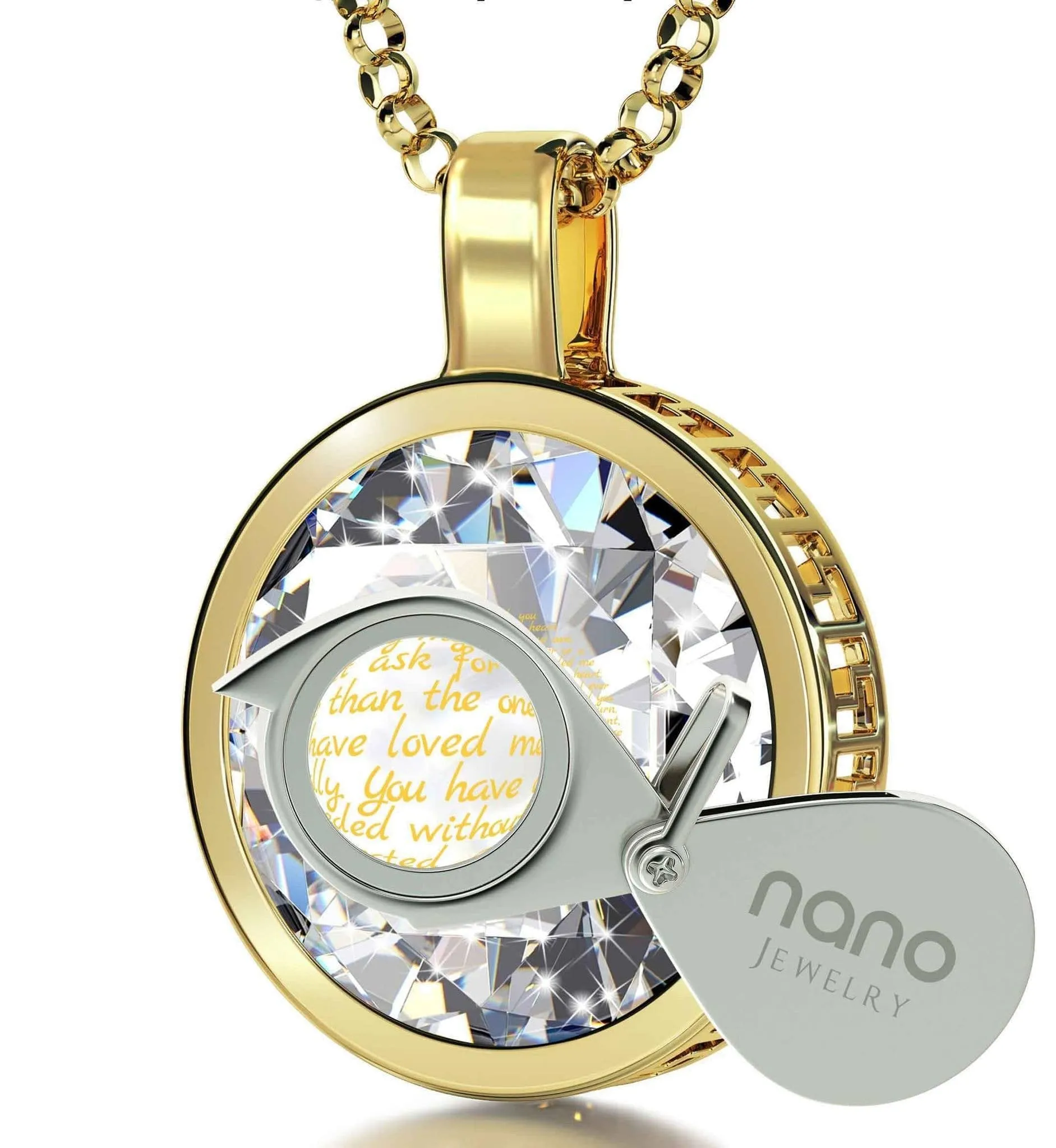 Thank You Mom, Sterling Silver Gold Plated (Vermeil) Necklace, Zirconia