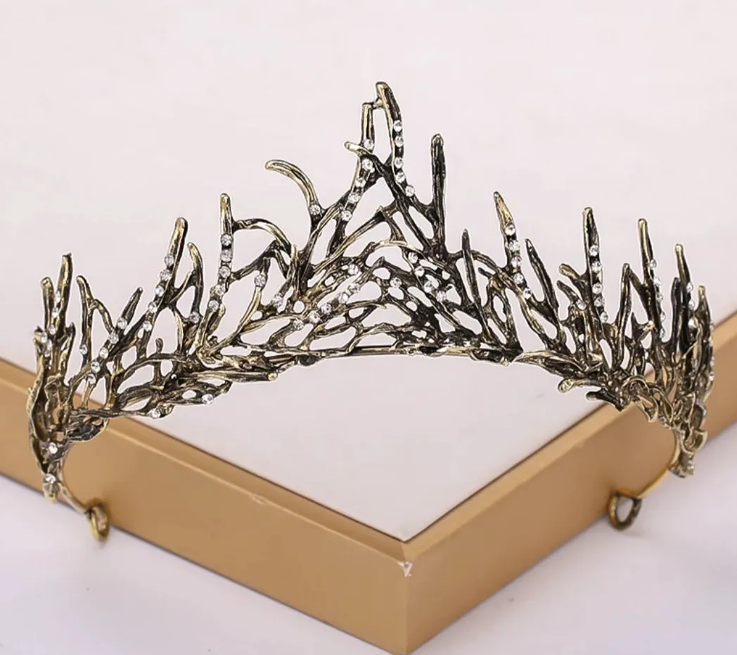 Vintage Baroque Dark Princess Crowns Goth Woodland Winter Evil Queen tall diadem